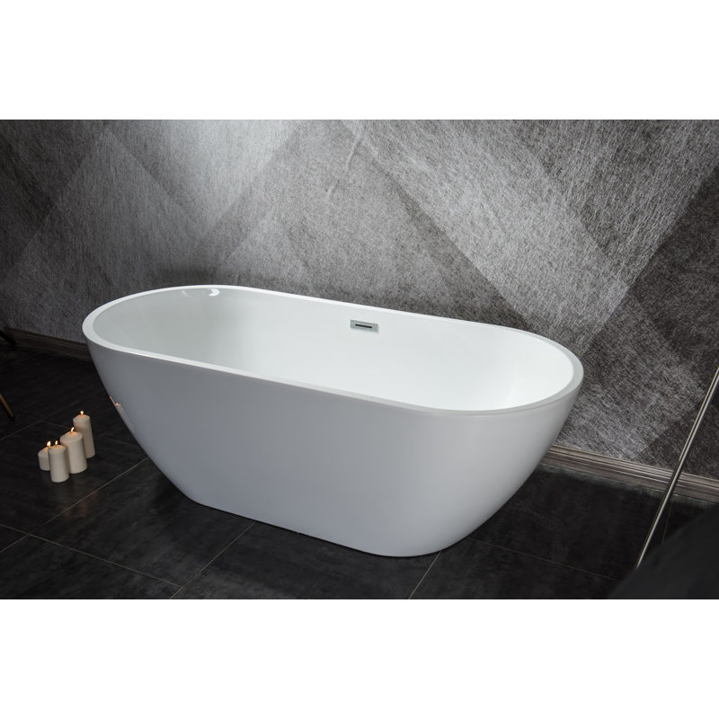 Moda Furnishings 56" x 30" Freestanding Soaking Porcelain Bathtub Wayfair